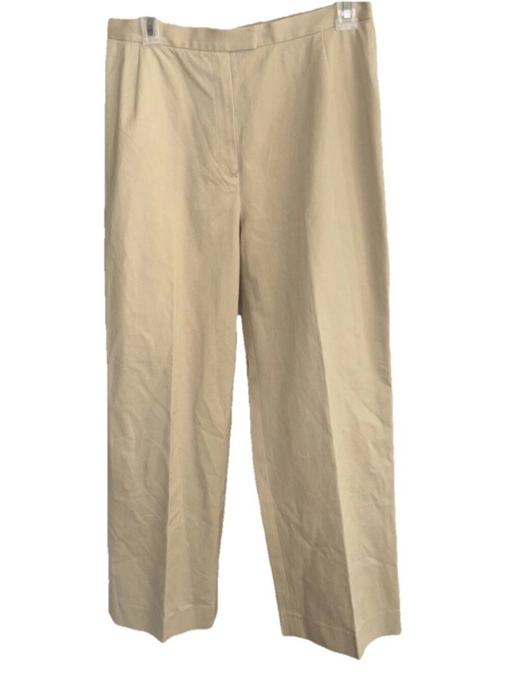 Lafayette 148 Womens SZ 10 Straight Leg Pants Tan Cotton Blend  Front Zipper VGC